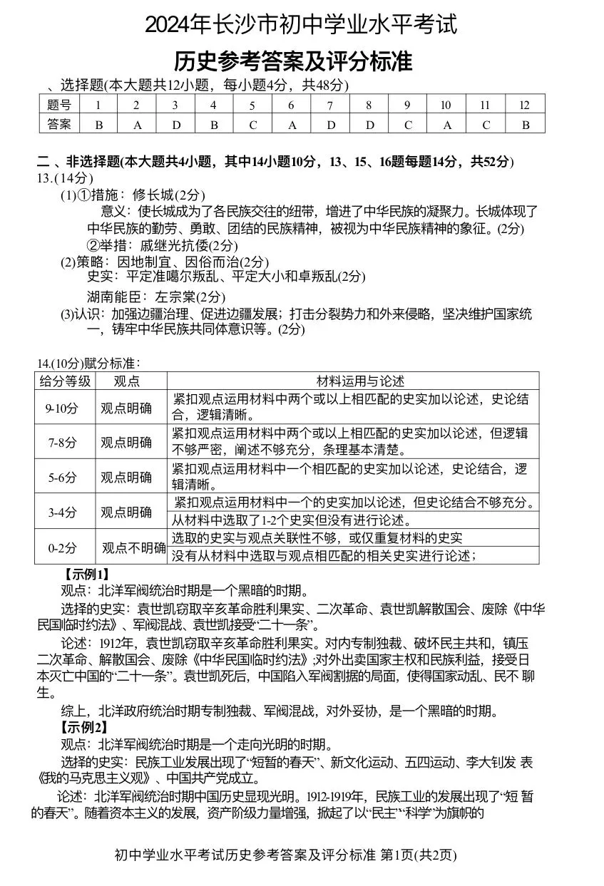 2024中考历史真题-第5张图片-四季读书网