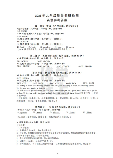 2026合肥蜀山区一模各科试卷,英语含听力及答案,免费下载 第13张 2026合肥蜀山区一模各科试卷,英语含听力及答案,免费下载 第13张