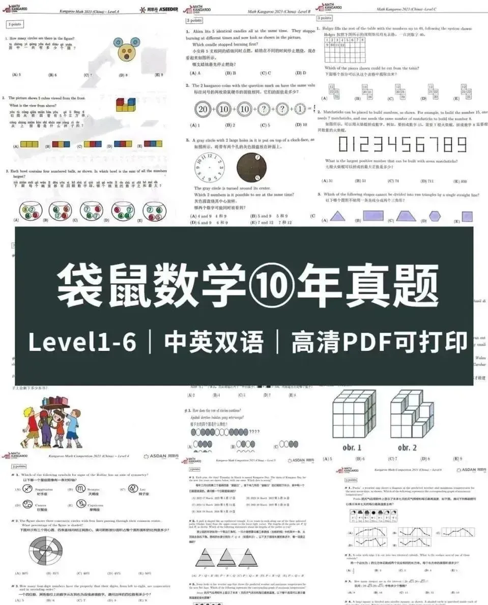【长线备考】袋鼠数学竞赛历年真题|备考真利器,一套就够! 第1张 【长线备考】袋鼠数学竞赛历年真题|备考真利器,一套就够! 第1张