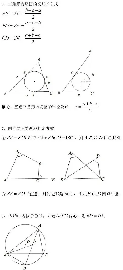 中考数学常用二级公式与结论汇总 第15张