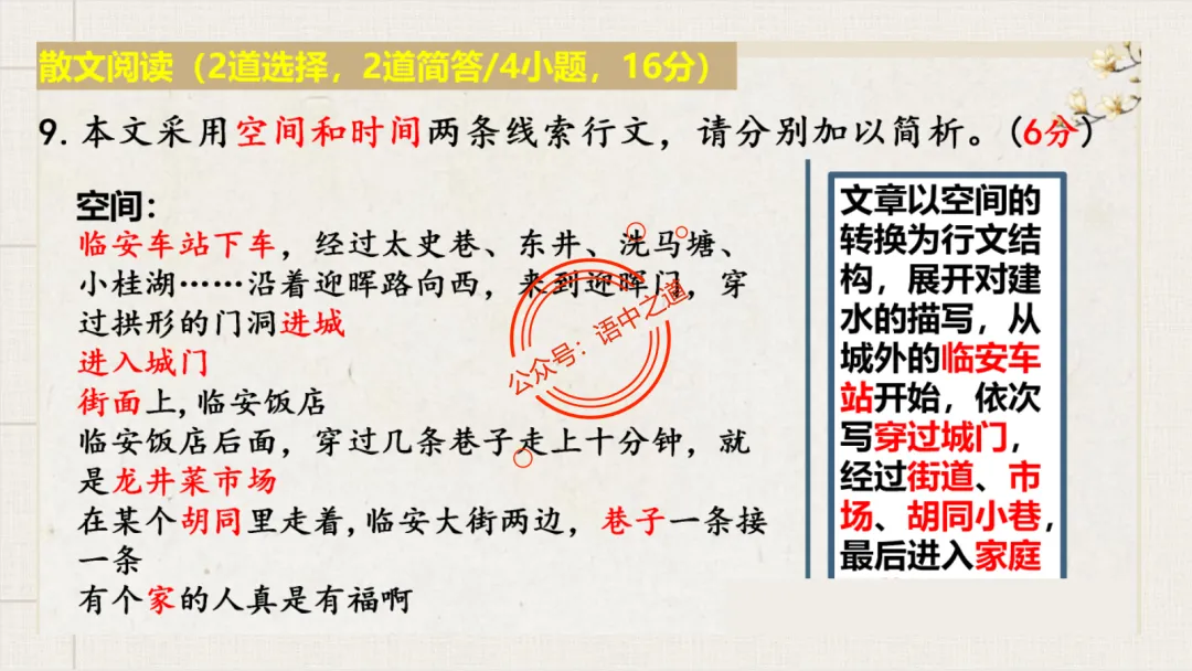 【12篇真题散文】讲透散文九大考点(结构思路+内容要点+形象语言+手法文体+标题意蕴等) 第43张