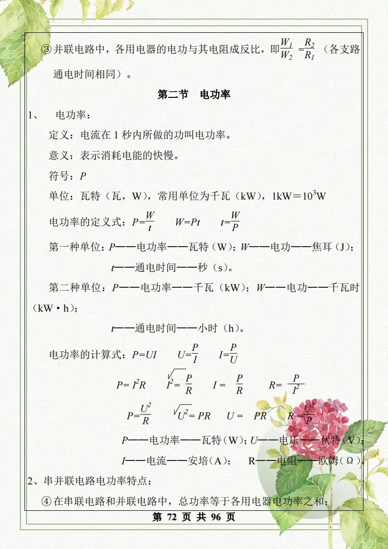 中考物理总复习知识点汇总,初二初三看过来-第72张图片-四季读书网