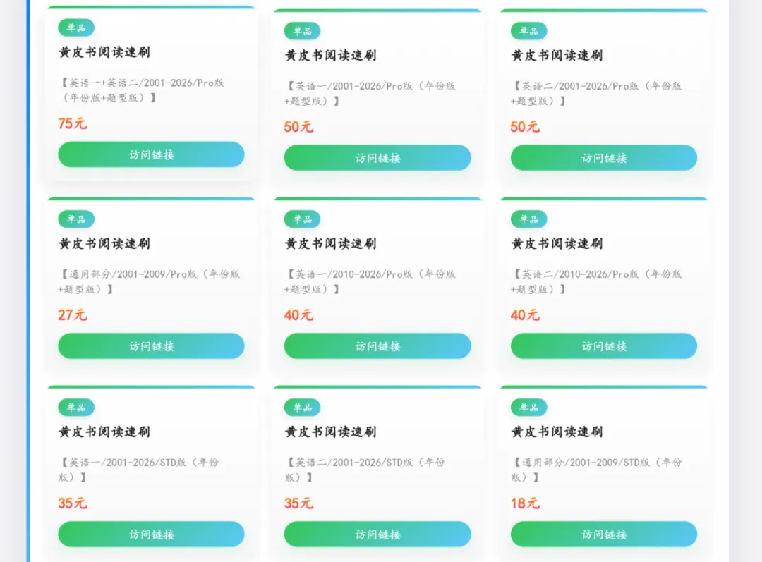 【产品介绍】考研英语阅读+新题型+完型真题速刷牌组 第1张
