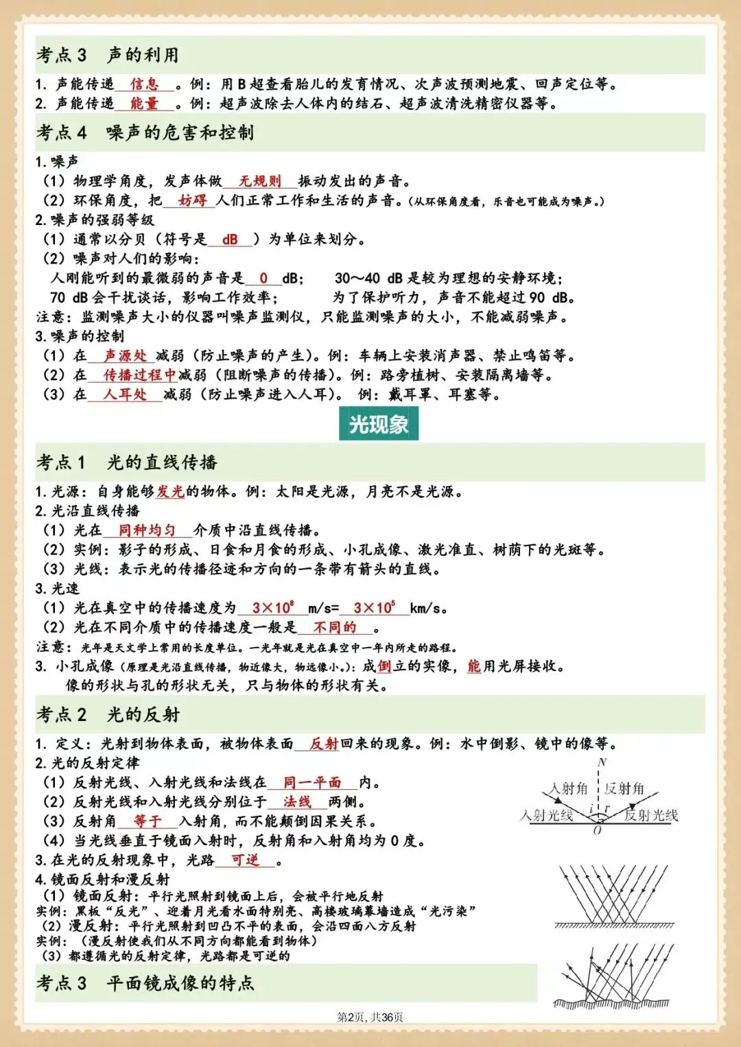 中考干货|2026 中考物理|全册知识点总结|共 36 页(电子版可打印)-第4张图片-四季读书网