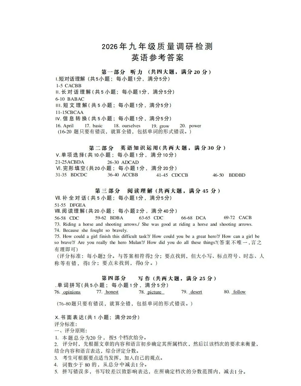 26年合肥蜀山区一模英语试卷+答案-第15张图片-四季读书网