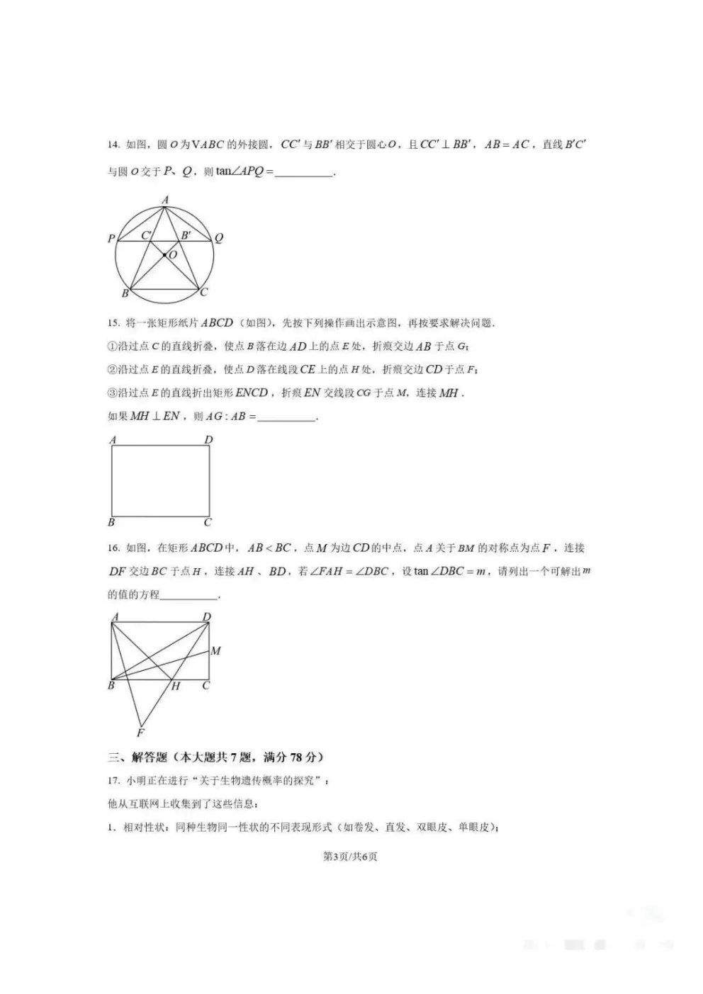 二模试卷!2026年杨浦初三数学卷来了(附答案)-第5张图片-四季读书网
