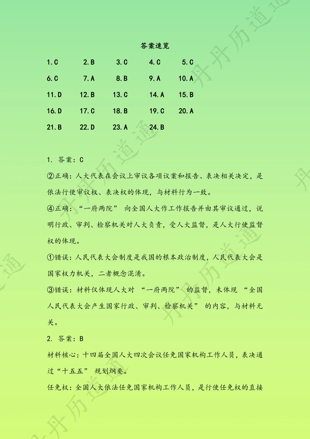 中考道法·国家制度四大核心知识点选择题一次性练完(可领取电子版)-第14张图片-四季读书网 中考道法·国家制度四大核心知识点选择题一次性练完(可领取电子版)-第14张图片-四季读书网