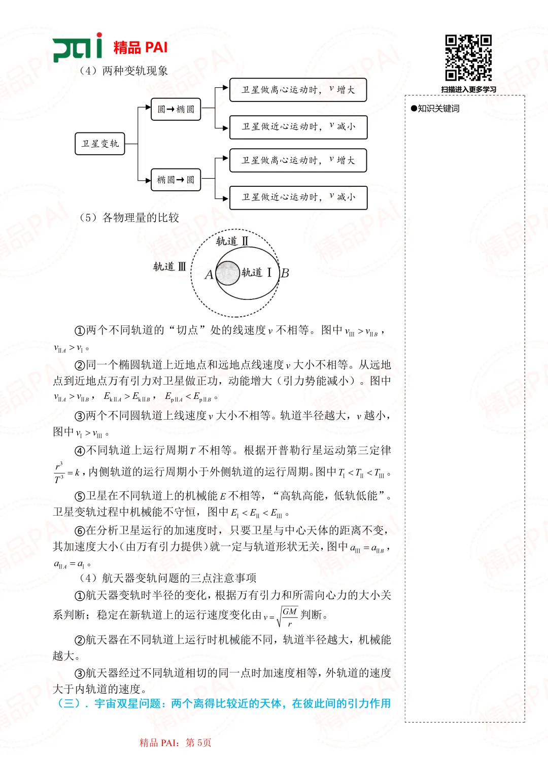 高中物理考点全析与经典真题---必修二:8.人造卫星 宇宙速度-第6张图片-四季读书网