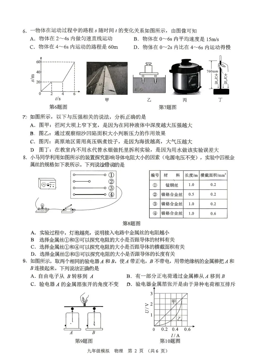 兰州九年级一诊理化试卷及答案分享,祝同学们后续考试顺利-第2张图片-四季读书网