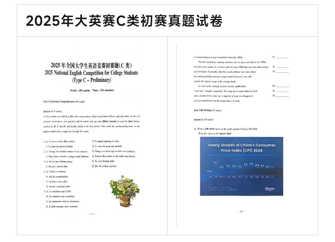 【大英赛】全国大学生英语竞赛C类历年真题及答案解析电子版PDF(2012-2025年)可下载 第1张