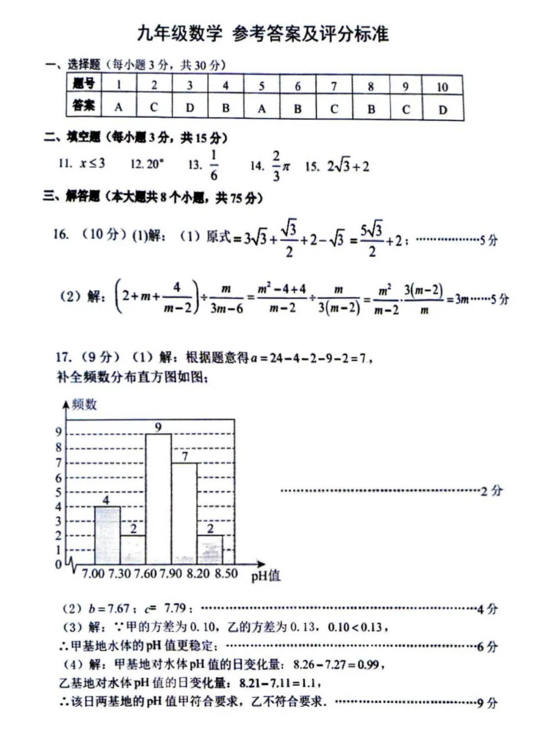 【数学】郑州枫杨外国语九年级模拟试卷 第9张 【数学】郑州枫杨外国语九年级模拟试卷 第9张
