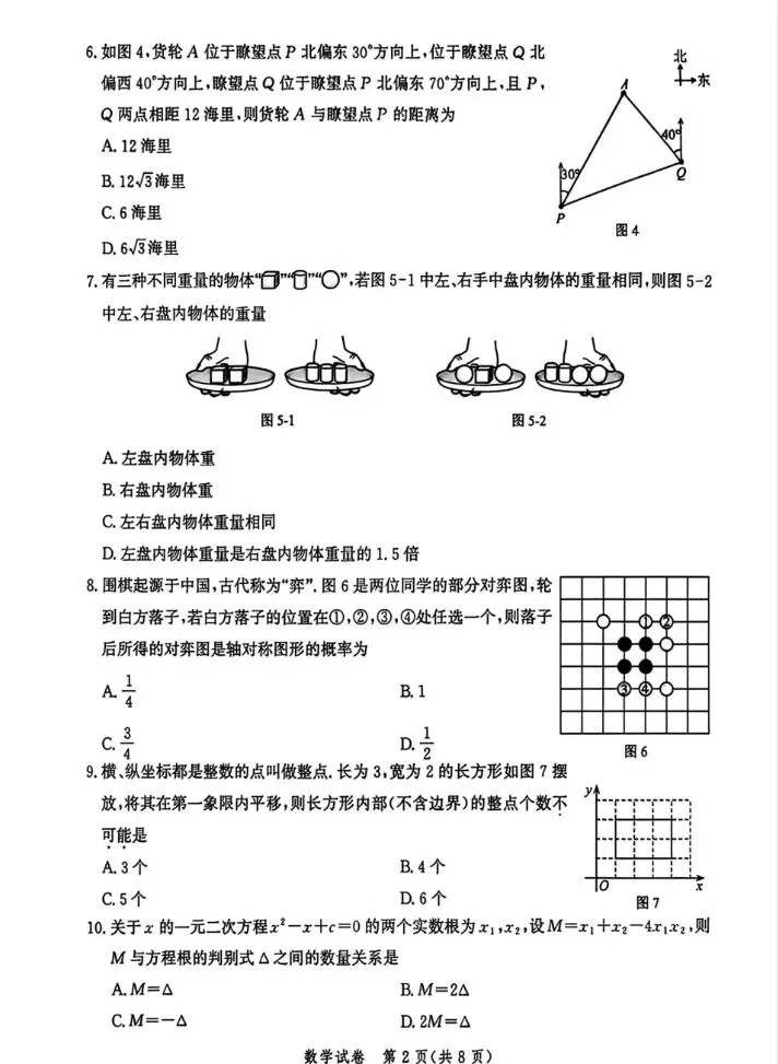 2026年唐山市中考数学一模试卷-第4张图片-四季读书网 2026年唐山市中考数学一模试卷-第4张图片-四季读书网