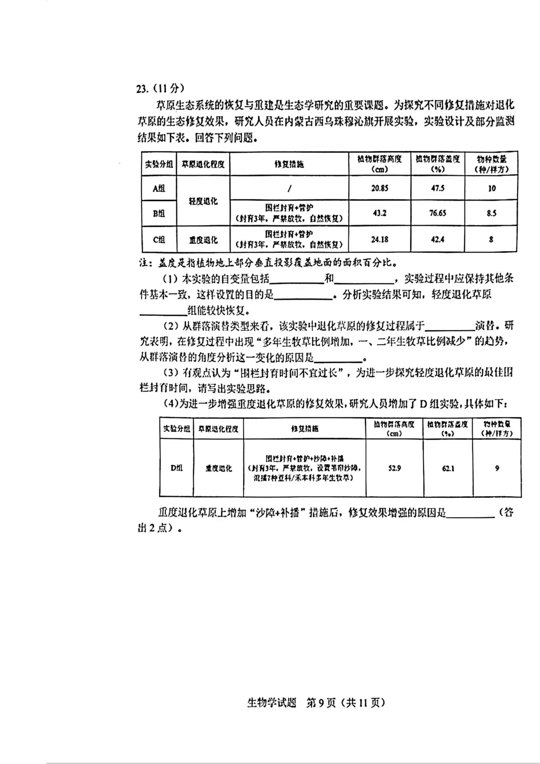 2025-2026长春二模生物试卷及答案-第11张图片-四季读书网