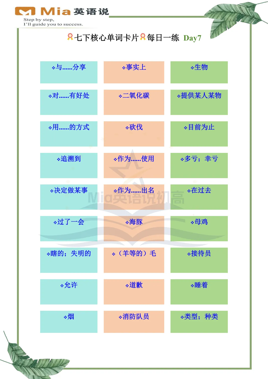 中考高频词汇-7天打卡-Day7 第3张 中考高频词汇-7天打卡-Day7 第3张