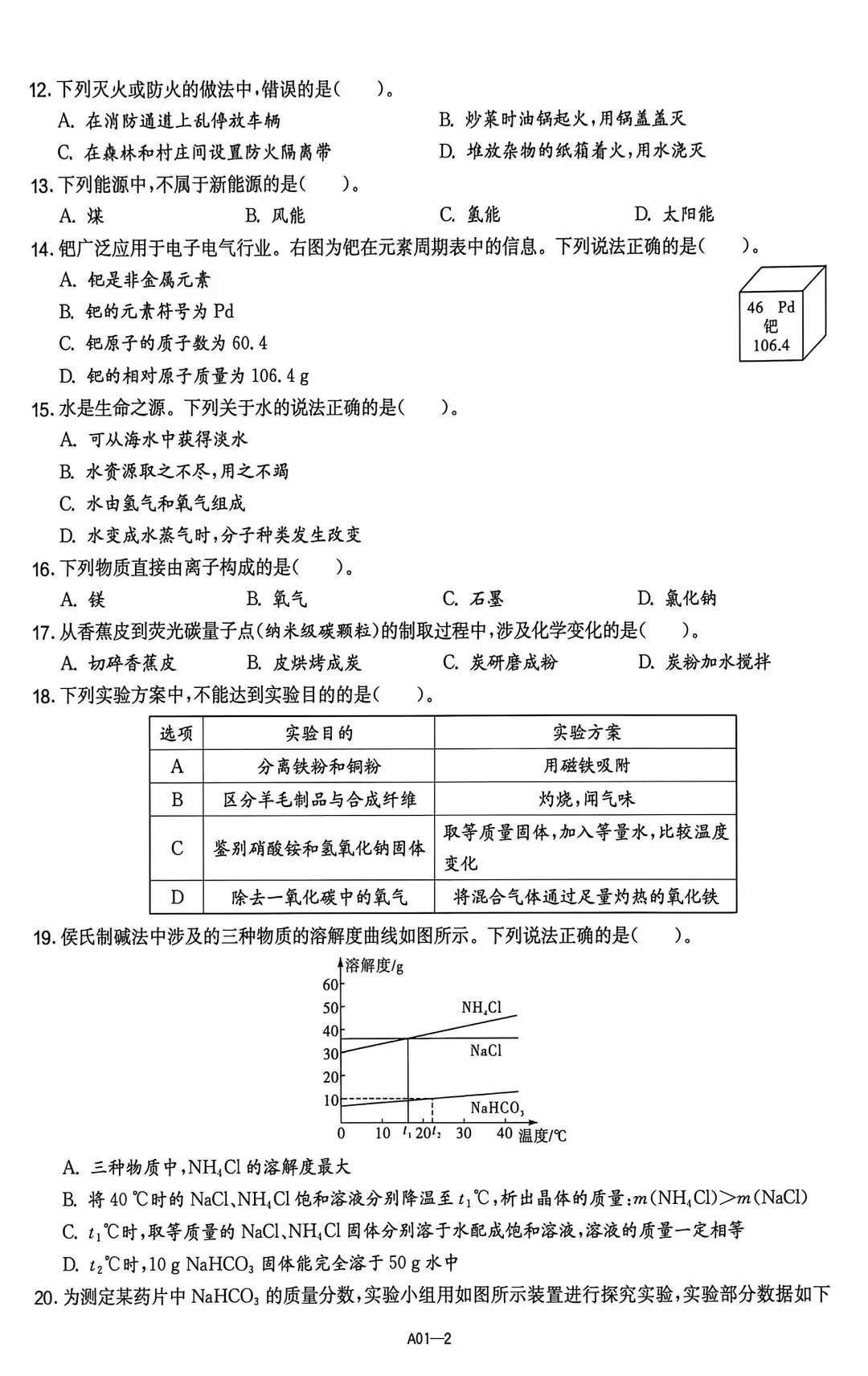 2025年广西中考化学学业水平测试及答案(附知识备考复习清单) 第2张