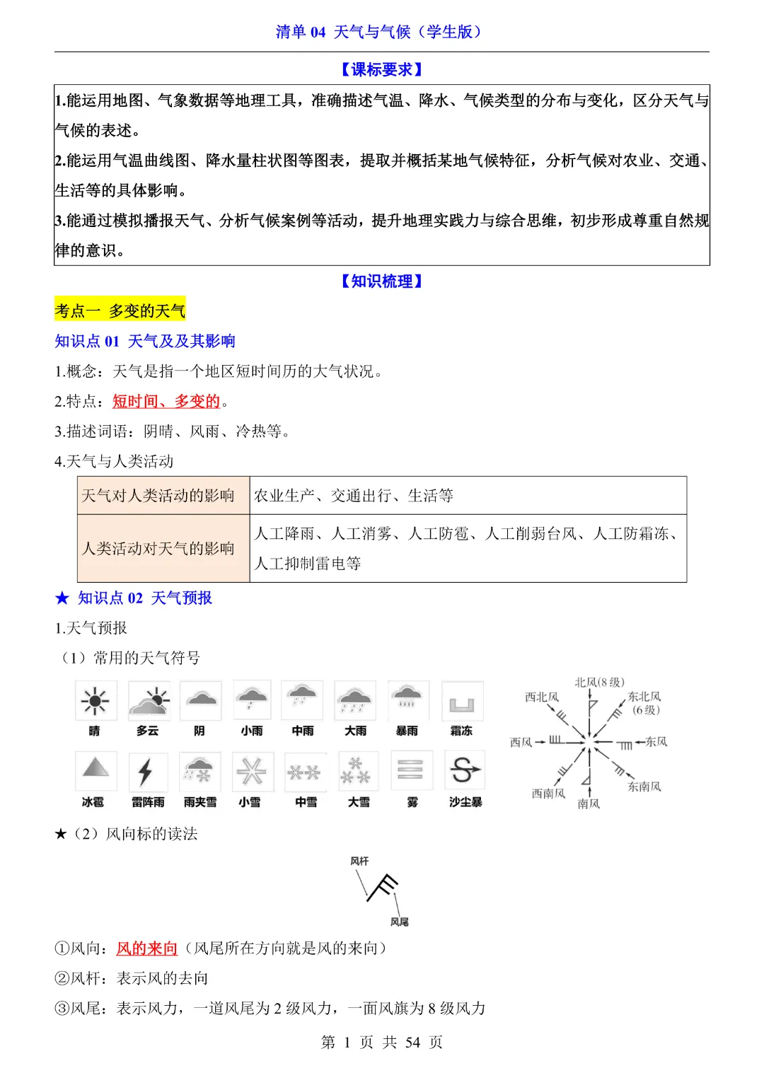 26新八年级下册地理【人教版】中考地理复习《清单04 天气与气候1 知识梳理+经典例题带答案》丨完整电子版可打印 第2张 26新八年级下册地理【人教版】中考地理复习《清单04 天气与气候1 知识梳理+经典例题带答案》丨完整电子版可打印 第2张
