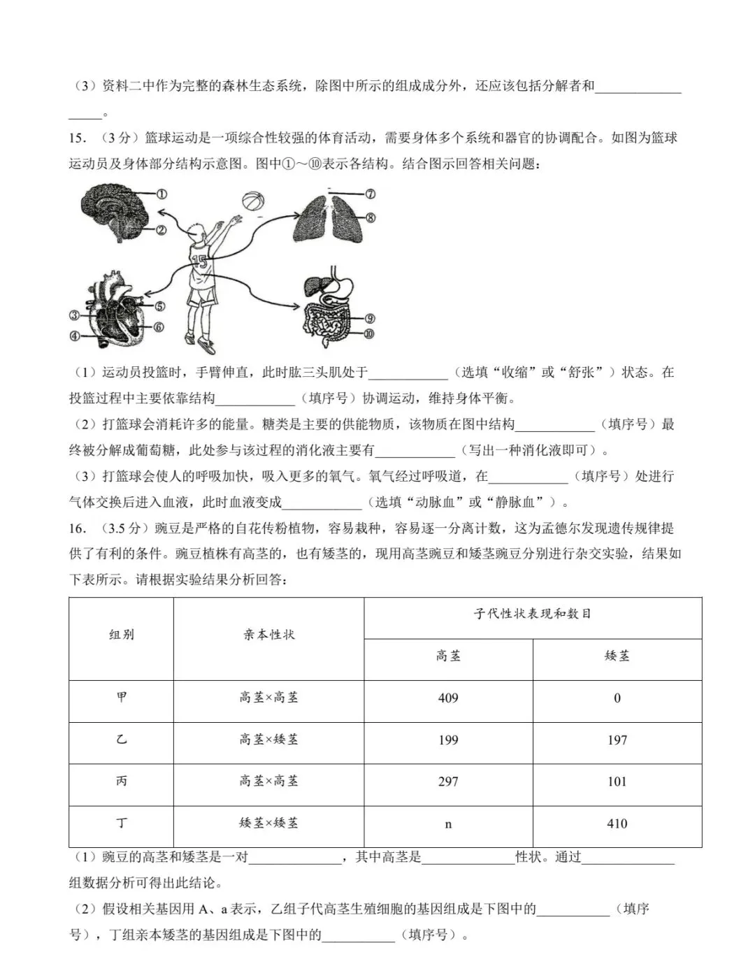 2026铁岭生物模拟结业考试卷分析 第3张