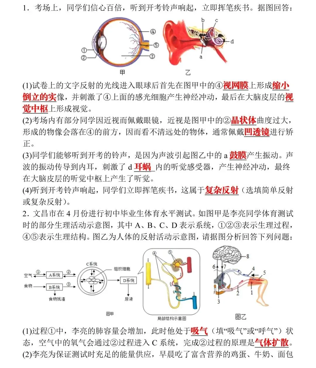 2026八年级生物会考真题演练20道(含答案),命中率高,可收藏提前练习! 第4张