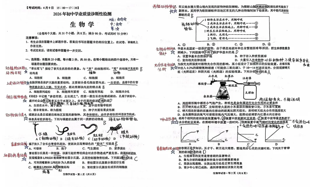 《2026昆明中考4月统测全科资料(试卷+答案+分析)免费领取!》-第7张图片-四季读书网