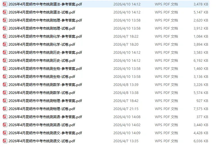《2026昆明中考4月统测全科资料(试卷+答案+分析)免费领取!》-第11张图片-四季读书网
