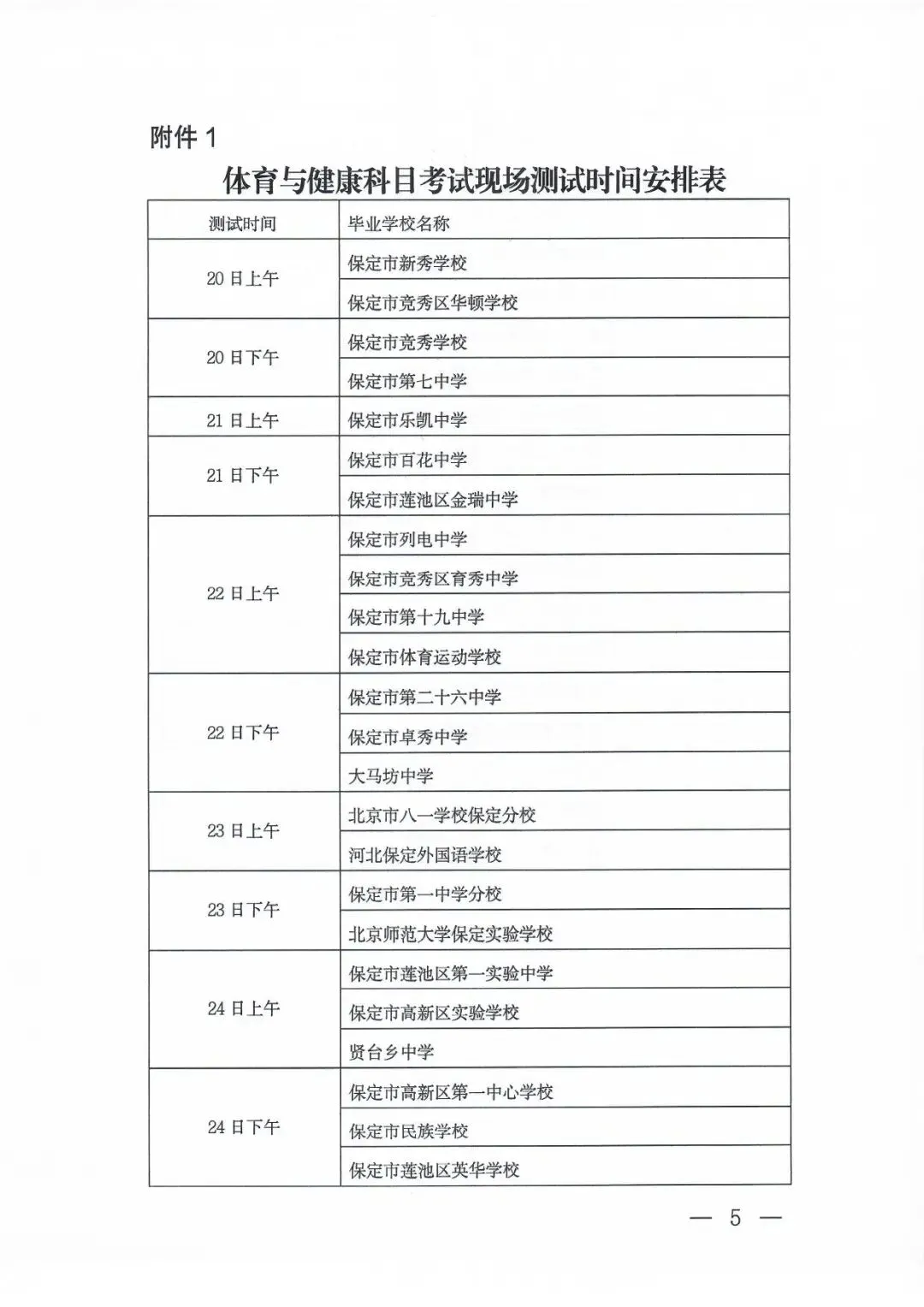 2026年保定中考体育考试通知 第5张