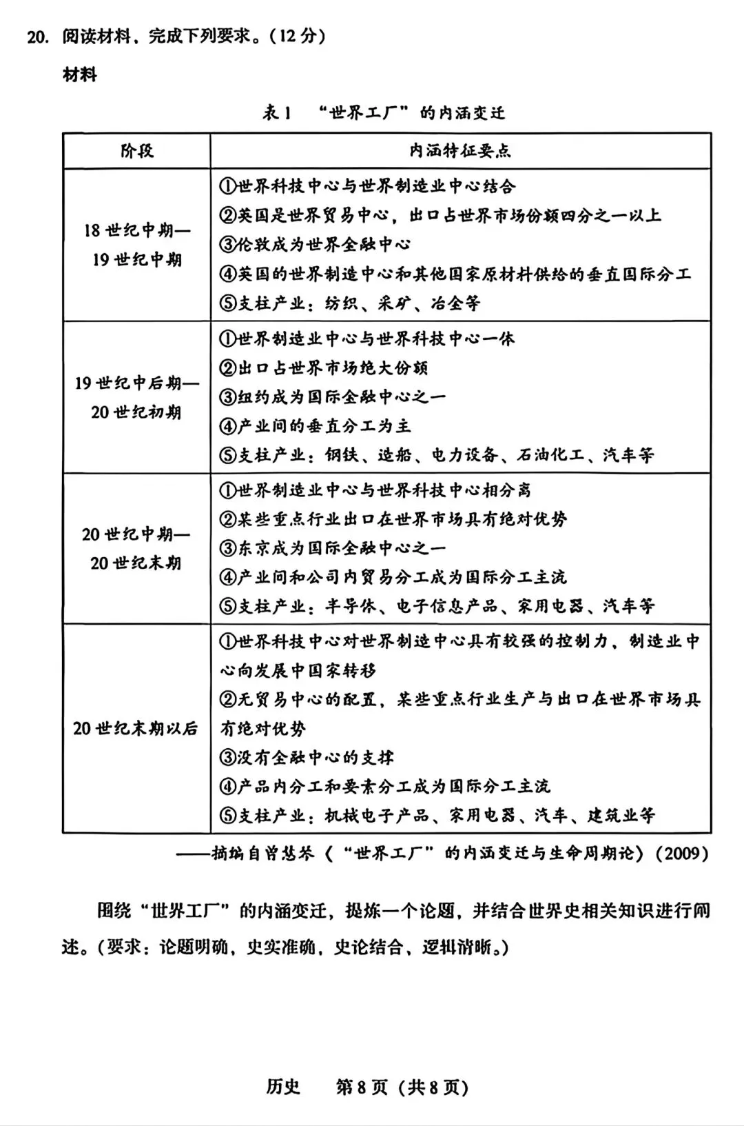 【试卷/高考】2025-2026辽宁沈阳高三下教学质量监测二模4月历史(含答案)可下载 第8张 【试卷/高考】2025-2026辽宁沈阳高三下教学质量监测二模4月历史(含答案)可下载 第8张