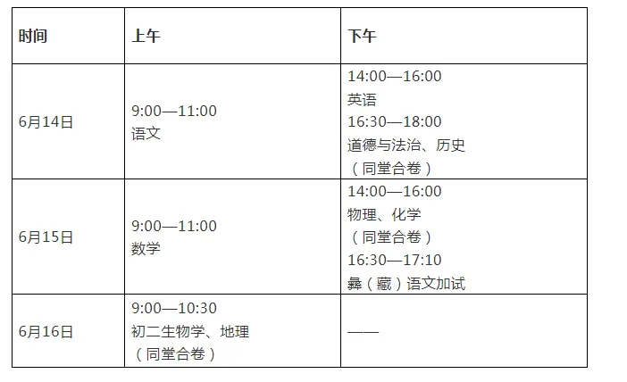 凉山州2026年中考安排出炉,6月14日正式开考!-第3张图片-四季读书网