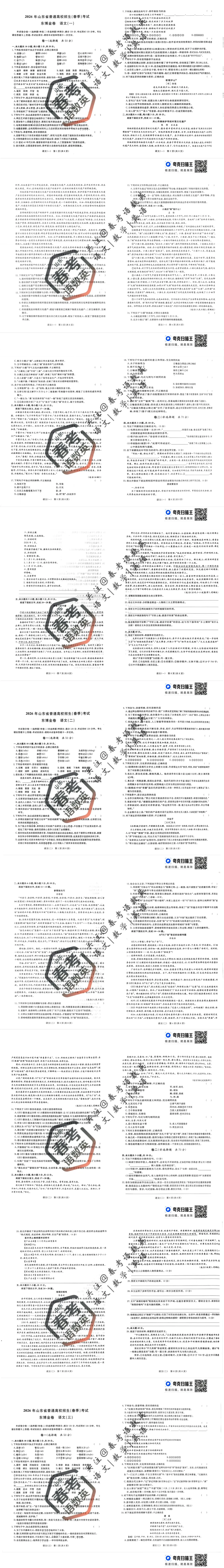 逼近真题!山东春考语文模拟金卷,押题质感拉满 第3张