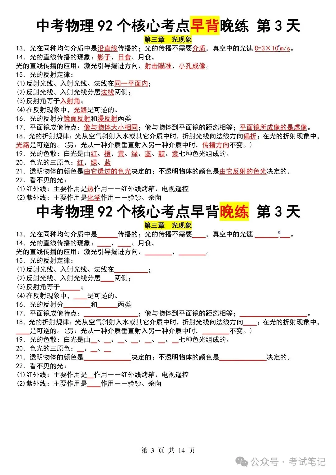 中考物理92个核心考点,早背晚练,不要再错了! 第4张 中考物理92个核心考点,早背晚练,不要再错了! 第4张