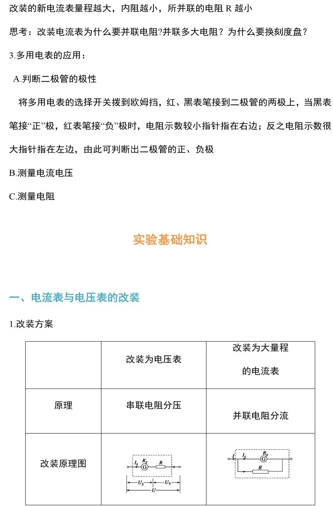 中考物理电学实验知识和规律整合 第21张 中考物理电学实验知识和规律整合 第21张