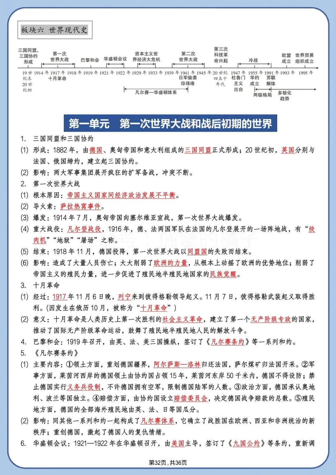 中考历史背诵版|高频考点+时间线+答题模板 第32张