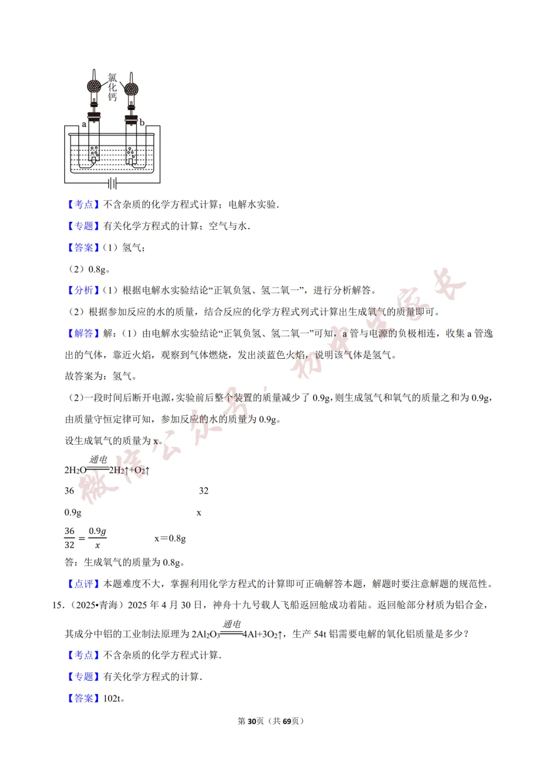 2026年中考化学常考考点《化学方程式及其计算》,含答案解析(可打印) 第31张