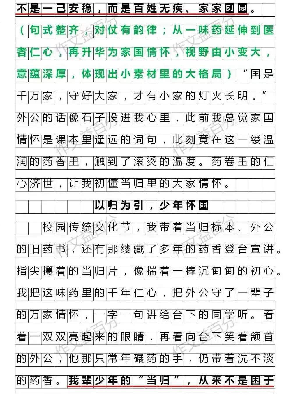 【中考作文备考2026】一瓣当归香,万里家国长(精析+点评+脉络) |传统文化+成长类 | 小众新颖的题材 作文素材 第3张