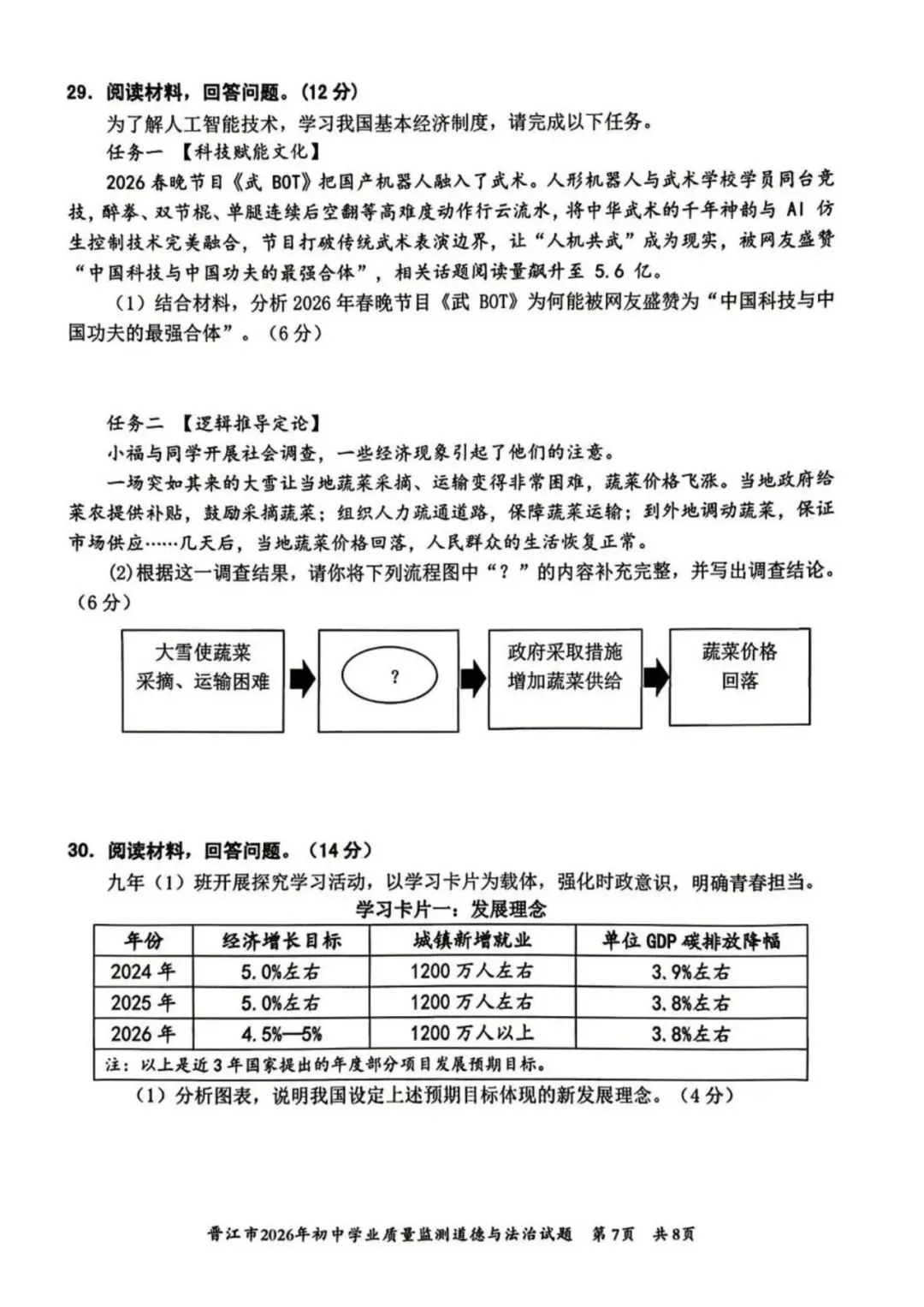【试卷分享】2026初三 3月泉州市晋江市 政治试卷 第8张