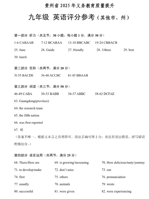 2026年贵州省中考省级模拟统一考试时间定了!内附历年一模真题及答案!-第53张图片-四季读书网