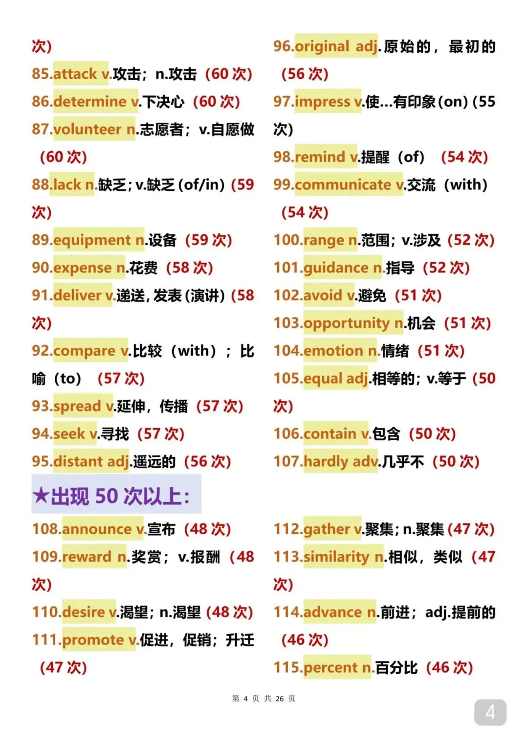 中考出现14次以上的688个单词-第4张图片-四季读书网