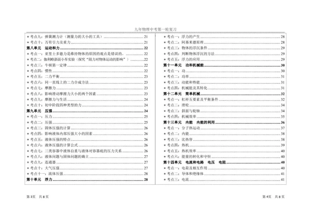 【中考物理】九年级物理第一轮复习知识点总结 第2张