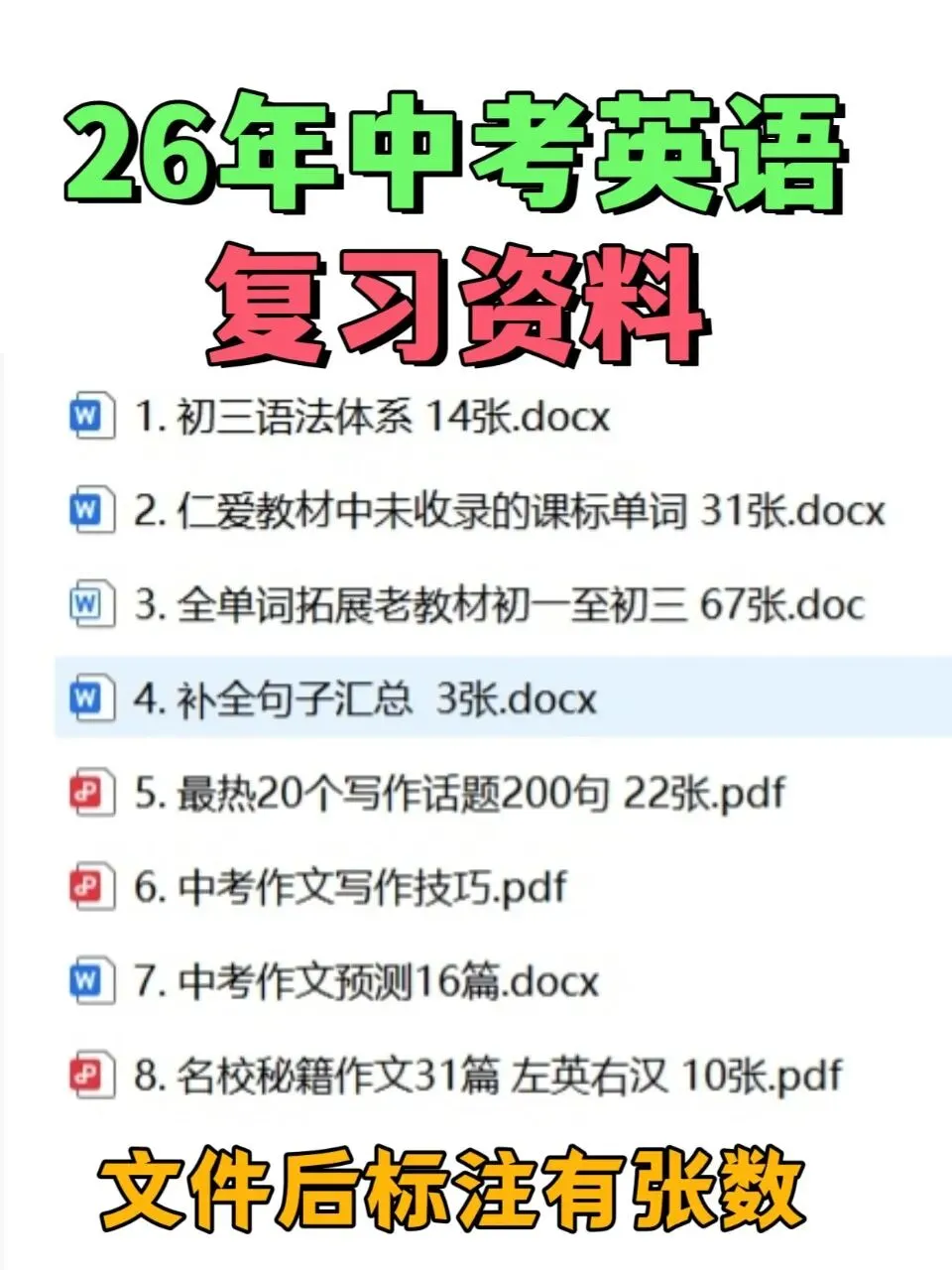 26中考英语作文写作技巧+补全+作文金句+范文背诵/预测 第3张 26中考英语作文写作技巧+补全+作文金句+范文背诵/预测 第3张
