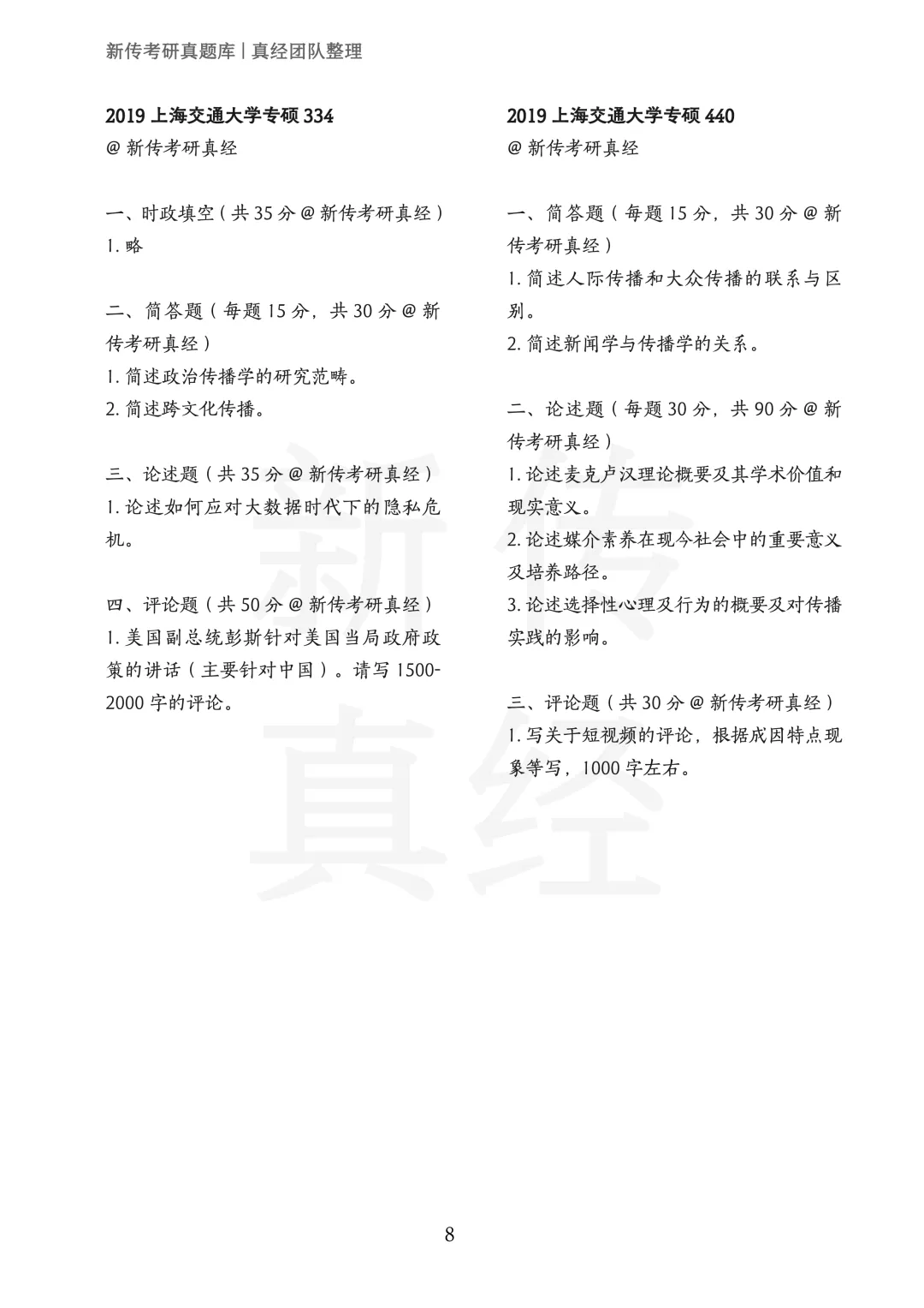 上海交通大学新传考研真题|2019-2026年8年汇总 | 专硕12套题 第9张