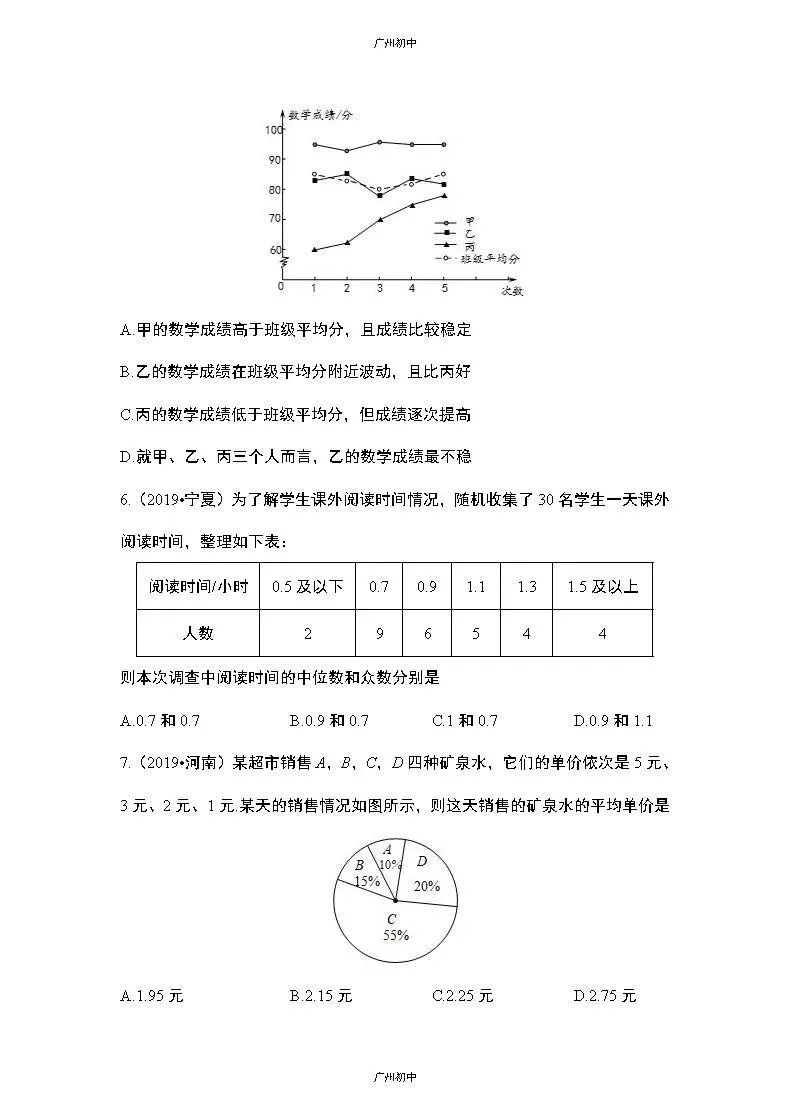 中考数学专题训练——统计与概率 第11张