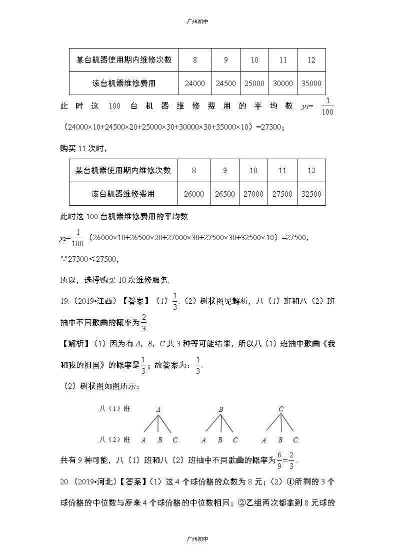 中考数学专题训练——统计与概率 第21张