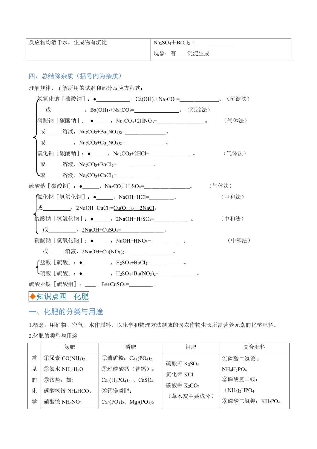 中考专项化学 《专题07 盐和化肥》知识梳理+专项复习 第18张 中考专项化学 《专题07 盐和化肥》知识梳理+专项复习 第18张