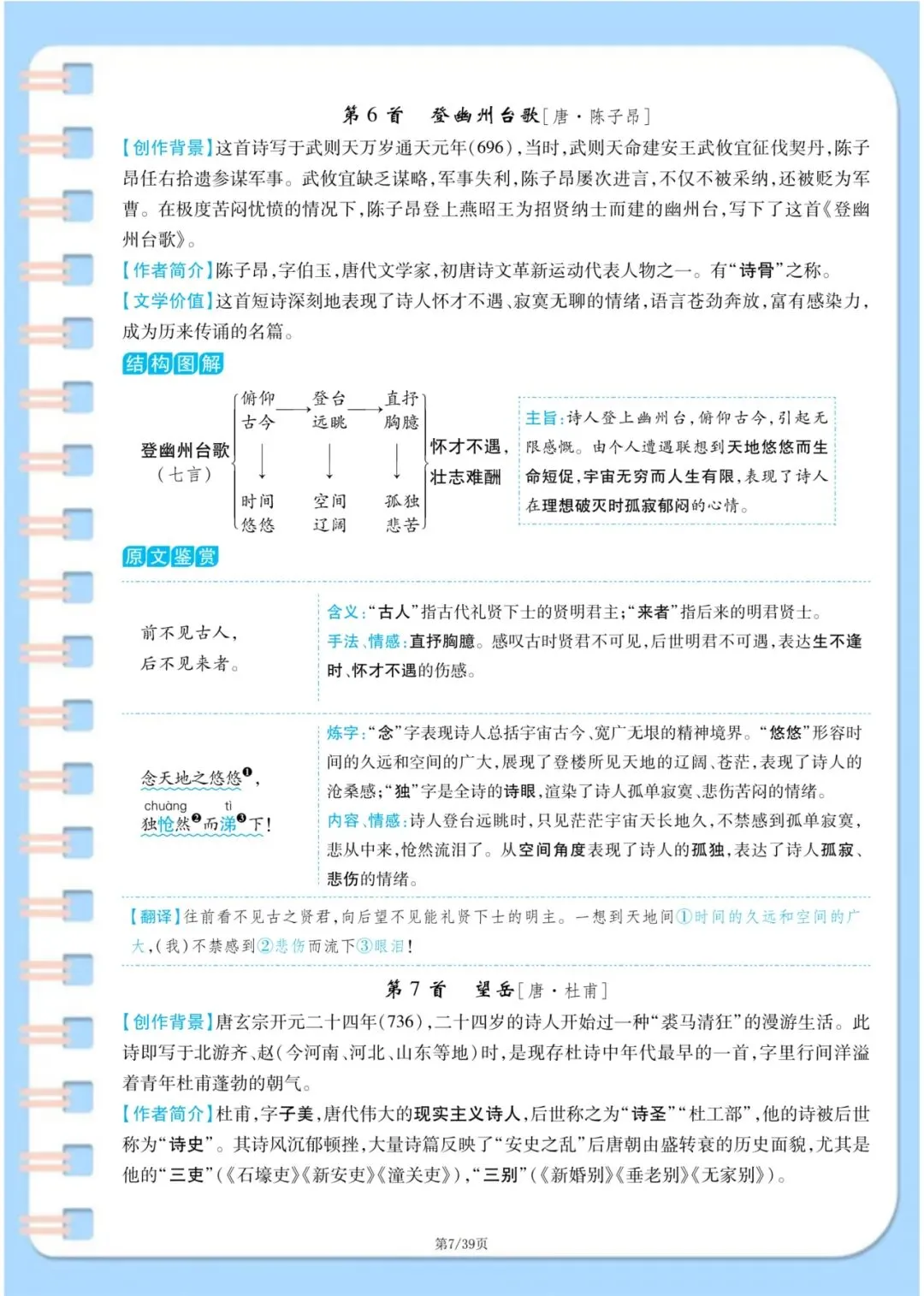 中考语文古诗词满分攻略:7-9年级37首原文+译文+主旨+手法一次性整理 第7张