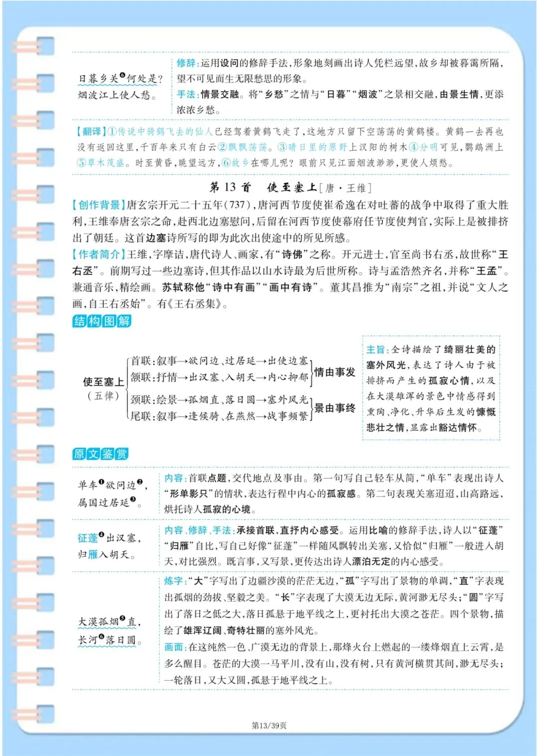 中考语文古诗词满分攻略:7-9年级37首原文+译文+主旨+手法一次性整理 第13张