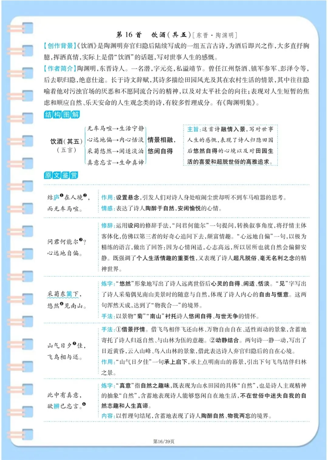 中考语文古诗词满分攻略:7-9年级37首原文+译文+主旨+手法一次性整理 第16张