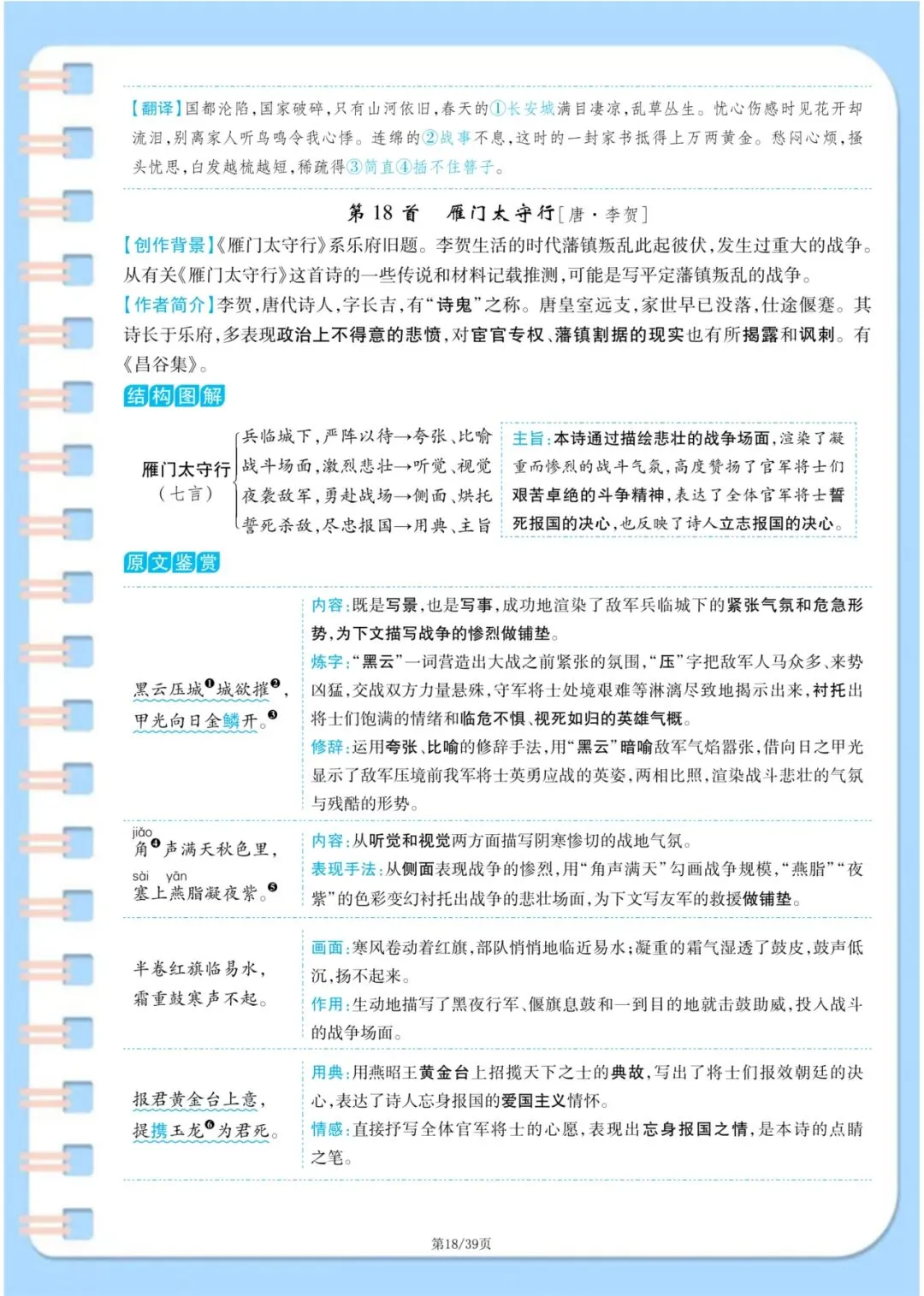中考语文古诗词满分攻略:7-9年级37首原文+译文+主旨+手法一次性整理 第18张
