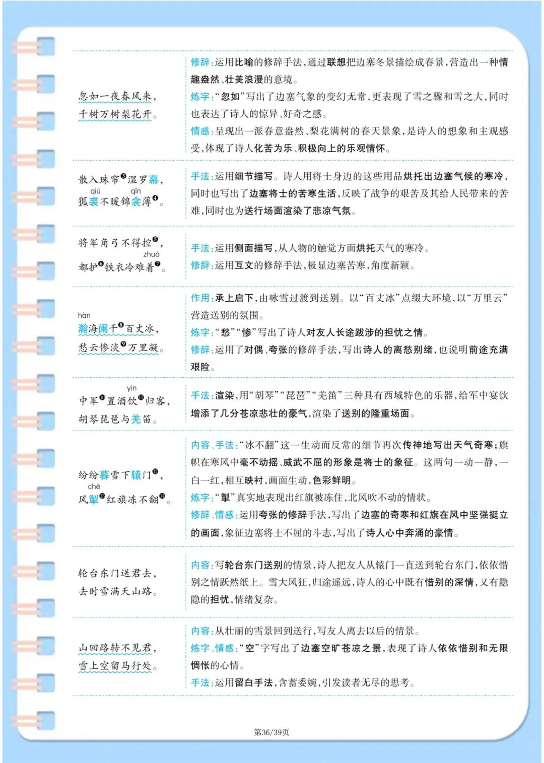 中考语文古诗词满分攻略:7-9年级37首原文+译文+主旨+手法一次性整理 第36张