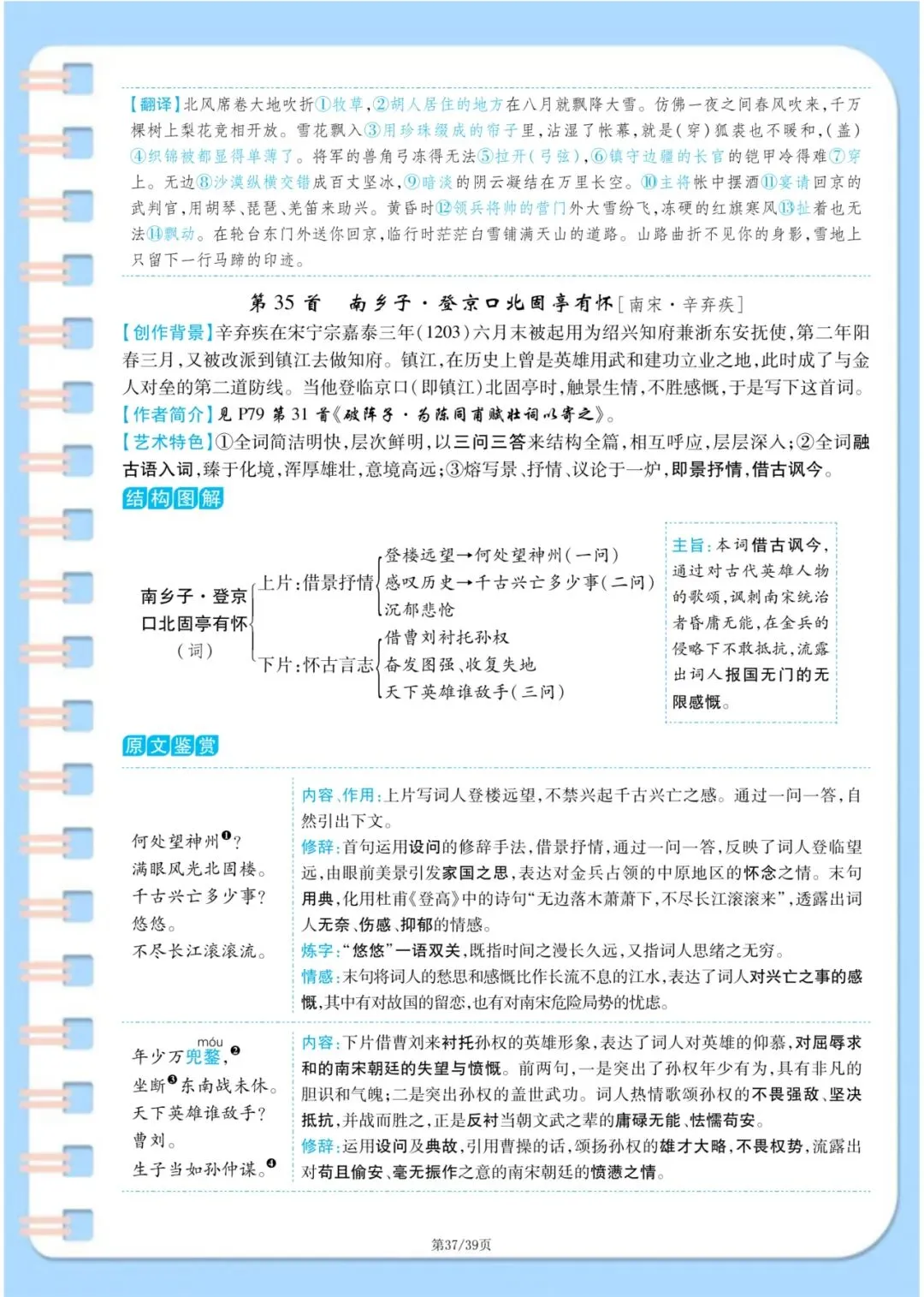 中考语文古诗词满分攻略:7-9年级37首原文+译文+主旨+手法一次性整理 第37张