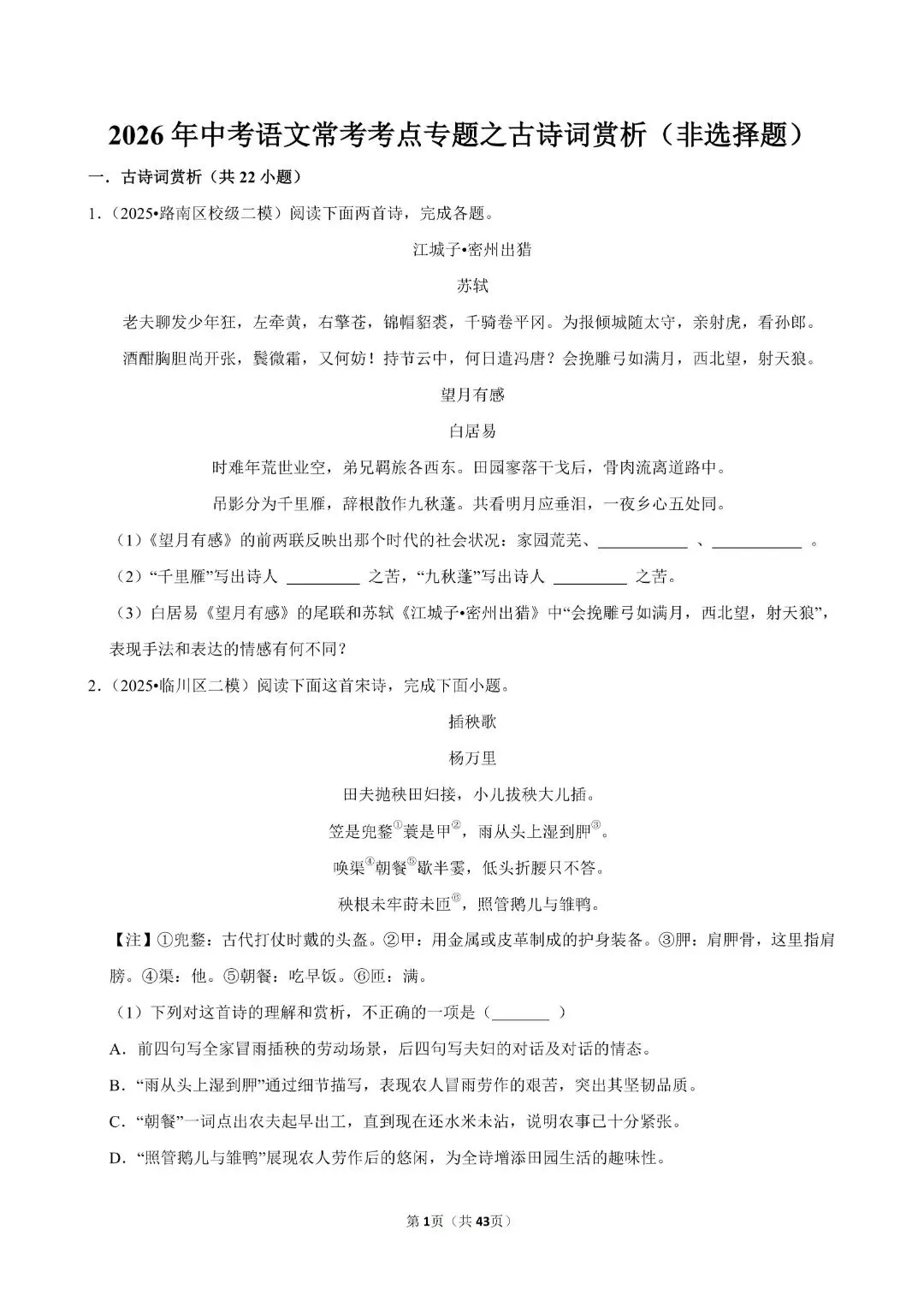 2026年语文中考考点-文言文词汇/成语运用/古诗词赏析 第18张