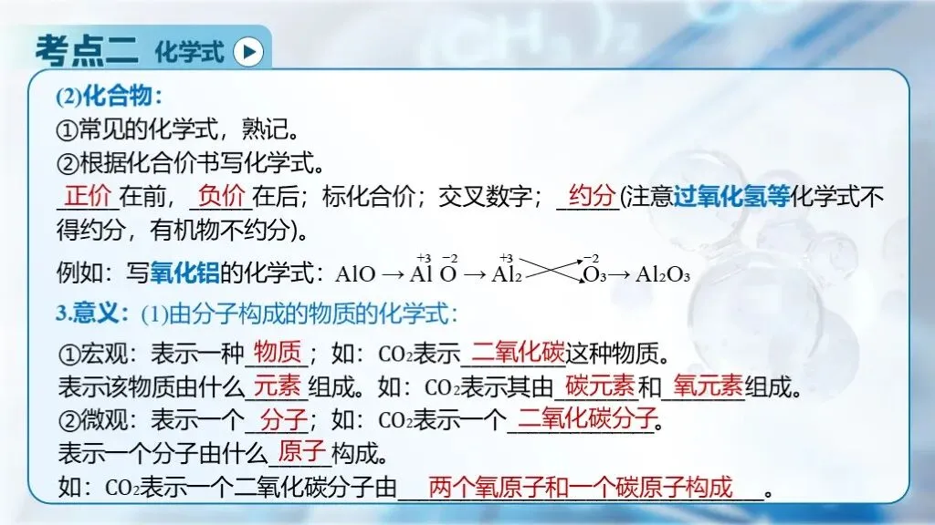 中考化学专题复习 | 专题十一《化学式、化合价与化学用语》课件+配套教学设计 第21张 中考化学专题复习 | 专题十一《化学式、化合价与化学用语》课件+配套教学设计 第21张
